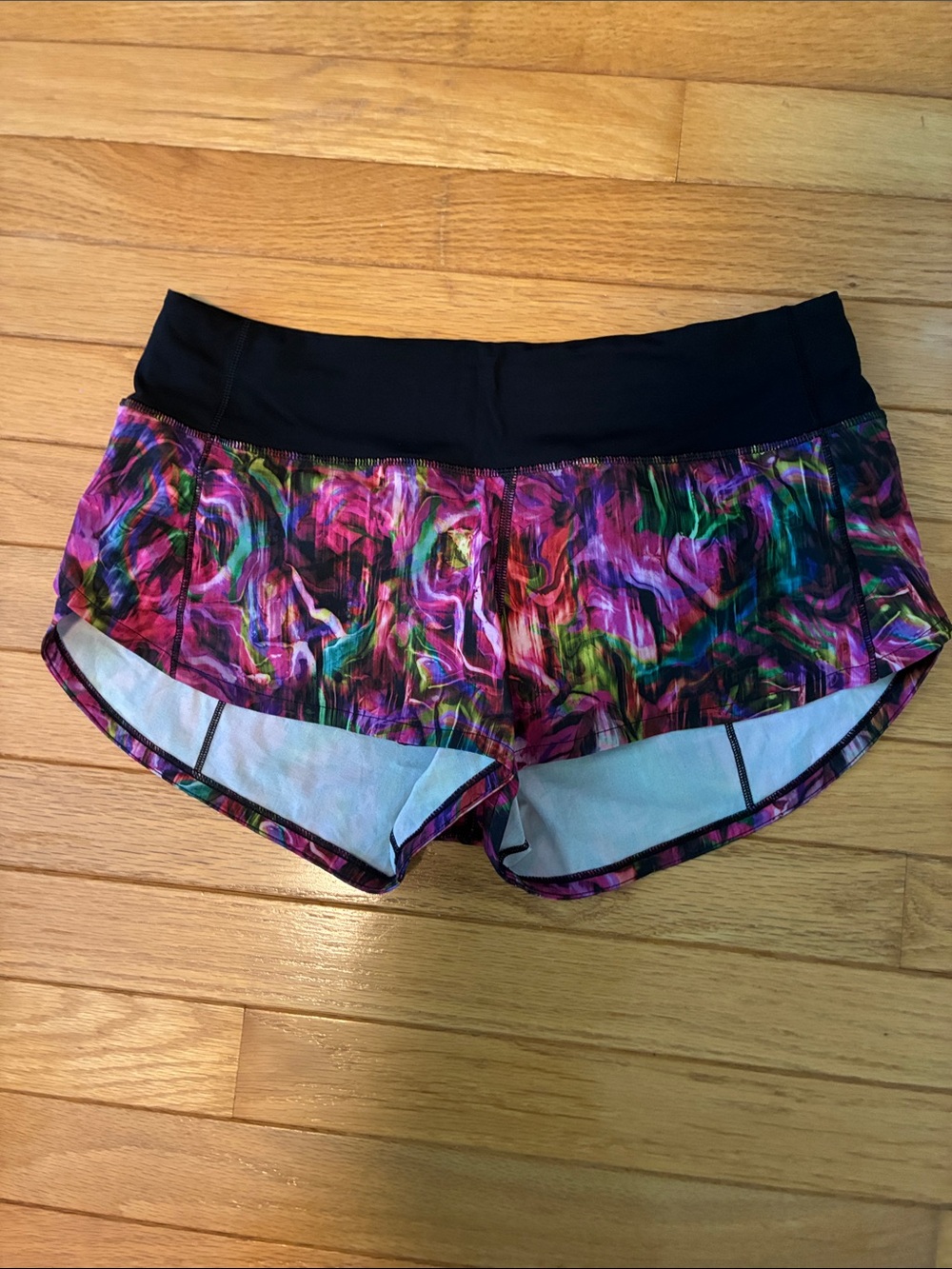lululemon athletica Multicolor Swirl Athletic Shorts with Black Waistband